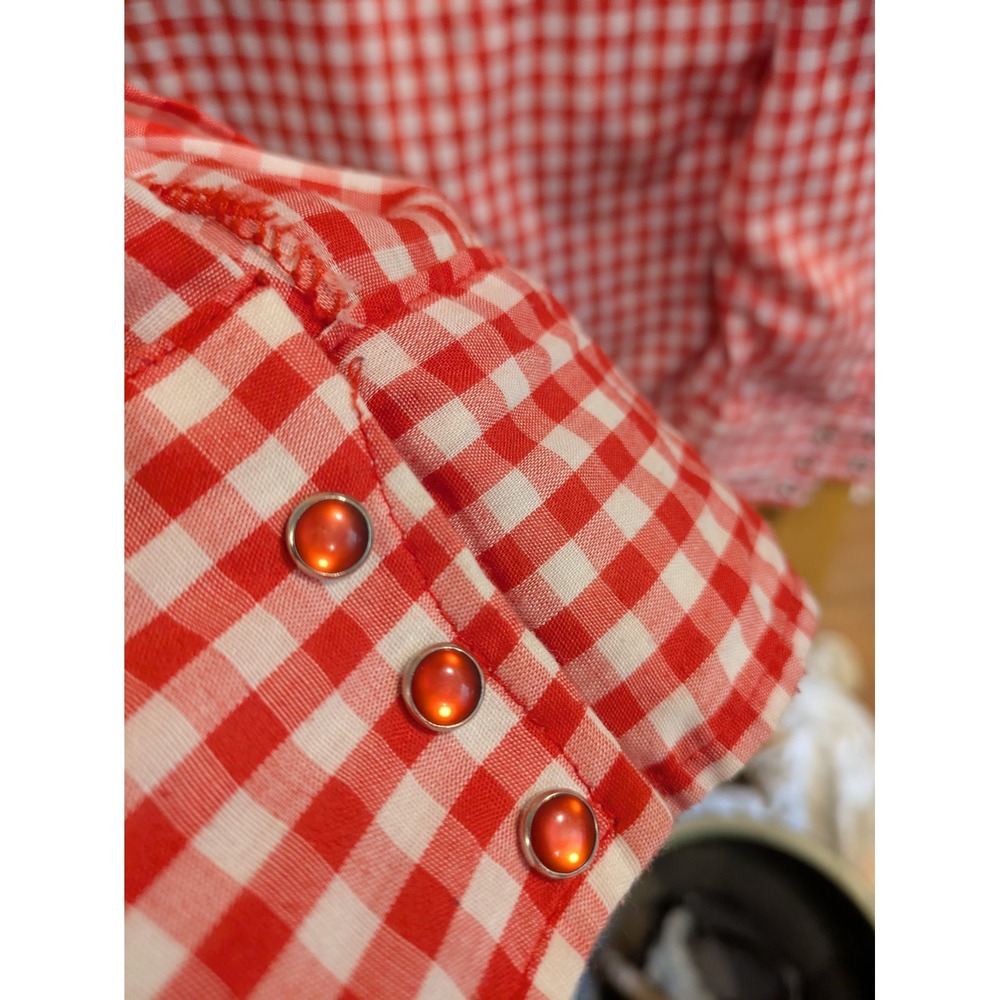 GENUINE ROEBUCKS Large Red Checks Long Sleeve Pearl Snap‎ Shirt - Made USA - Picture 4 of 4